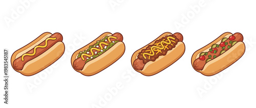 hot dog flat color isometric vector