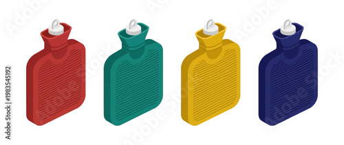 hot water bottle flat color isometric vector
