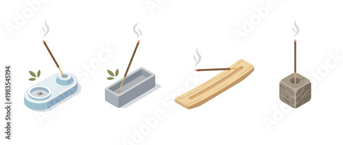 incense stick flat color isometric vector