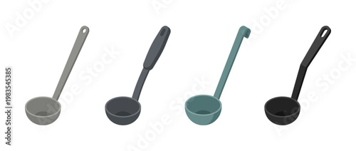 ladle flat color isometric vector
