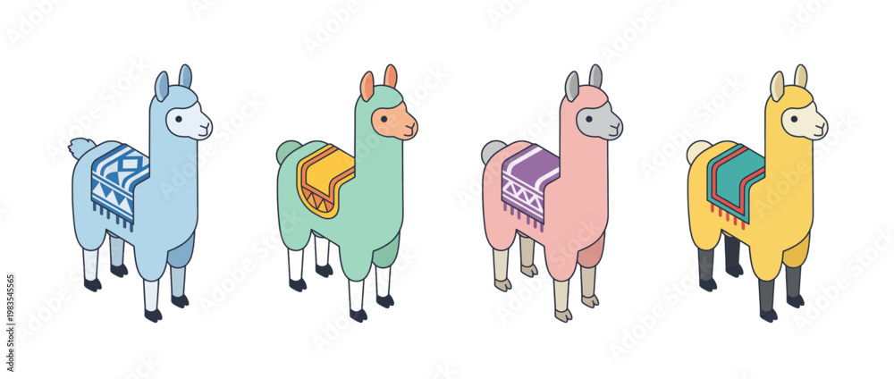 Fototapeta premium llama flat color isometric vector