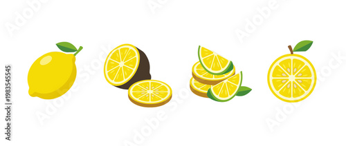 lemon flat color isometric vector