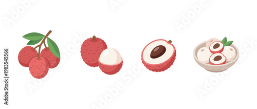 lychee flat color isometric vector