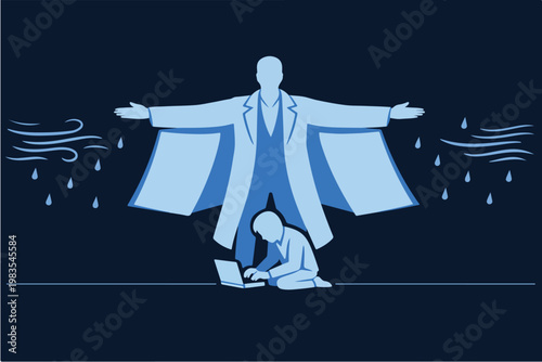 Angel Investment Support Concept with Financial Backing Providing Protection and Stability for Early Stage Startup Illustration