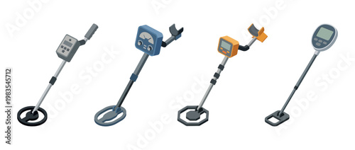 metal detector flat color isometric vector