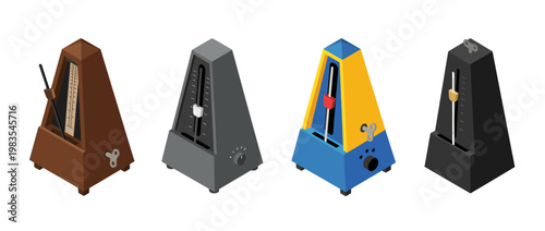 metronome flat color isometric vector