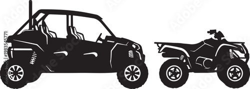 Black ATV, UTV, side by side vehicle, off-road buggy, silhouette icons