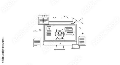 A cat sitting at a computer desk.