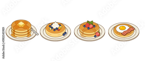 pancake flat color isometric vector