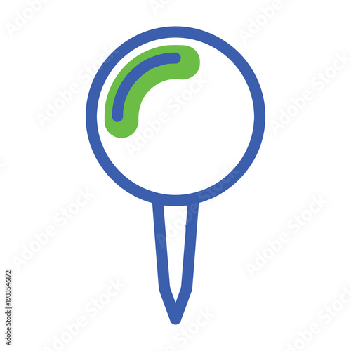 Map Pin Icon with Blue Outline and Green Highlight for Navigation and Location Based Services