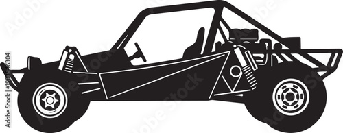 Black dune buggy, off-road vehicle, side view, vector illustration, automotive design