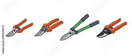 pruning shears flat color isometric vector