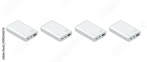 power bank flat color isometric vector