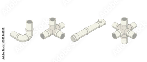 pvc pipe flat color isometric vector