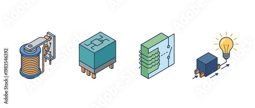 relay flat color isometric vector