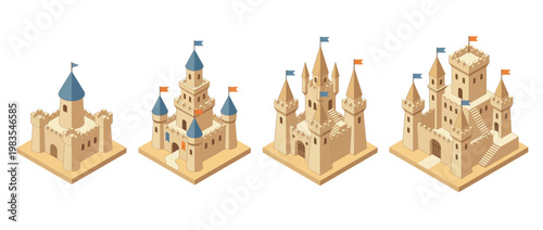 sandcastle flat color isometric vector