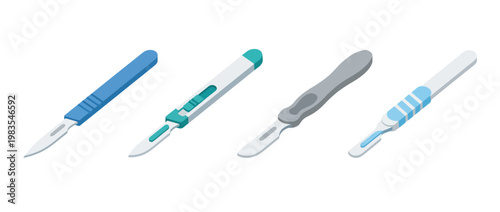 scalpel flat color isometric vector