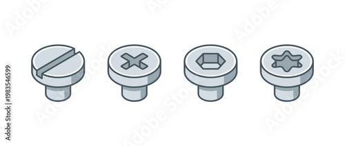 screw flat color isometric vector