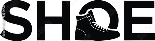 Creative shoe logo design typography with boot illustration for branding and visual identity