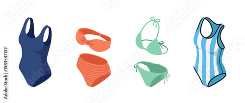 swimsuit flat color isometric vector