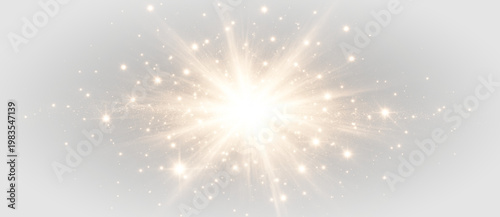 Golden starburst light rays glow sparkle explosion effect png overlay element, on transparent background