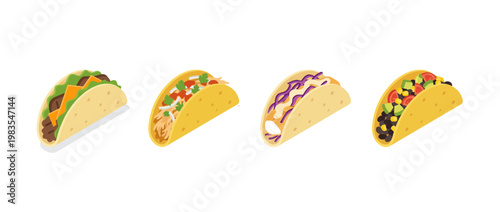 taco flat color isometric vector
