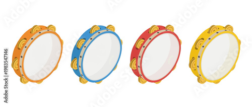 tambourine flat color isometric vector