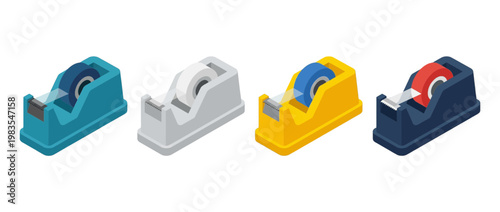 tape dispenser flat color isometric vector