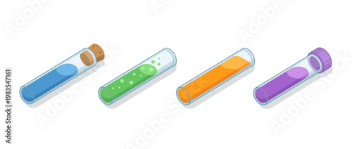 test tube flat color isometric vector