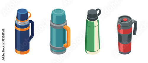 thermos flat color isometric vector