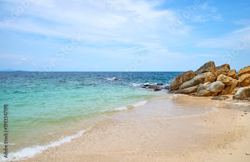 Empty beach on Mamutic Island, Sabah, Malaysia.