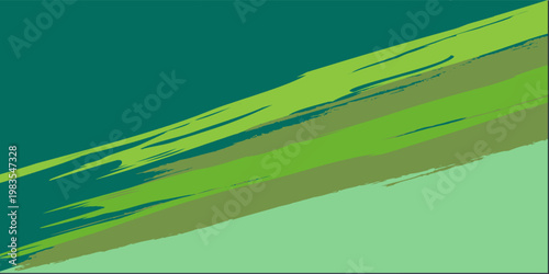 Abstract Diagonal Brush Stroke Background with Teal and Shades of Green