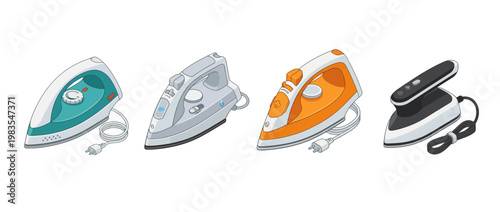 travel iron flat color isometric vector