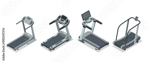 treadmill flat color isometric vector