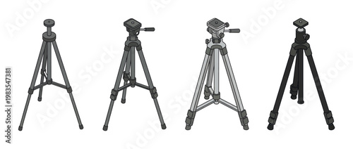 tripod flat color isometric vector