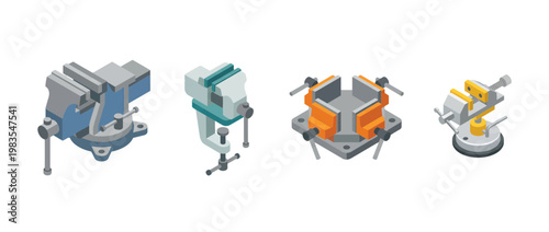 vise flat color isometric vector