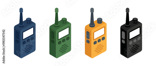 walkie talkie flat color isometric vector