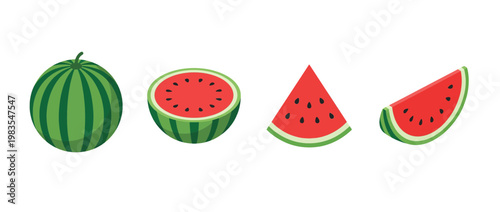 watermelon flat color isometric vector