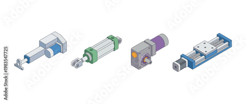 actuator flat color isometric vector