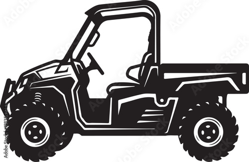 Black, side view, off-road, utility vehicle, ATV, UTV, illustration, vector graphic