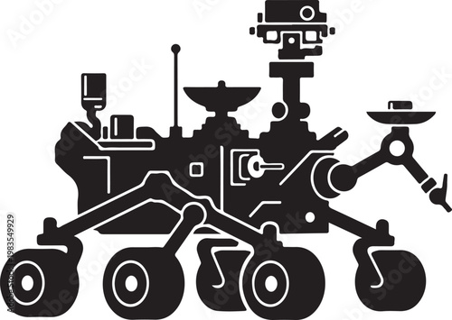 Black Mars rover, robotic spacecraft, vector illustration, astronomy technology