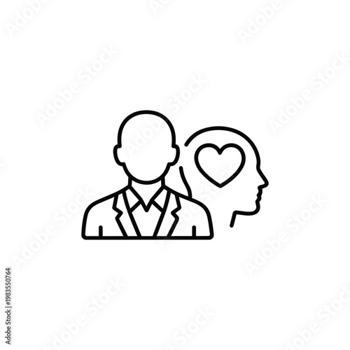 Emotional intelligence professional black and white vector icon emotional intelligence specialist outline illustration for professions