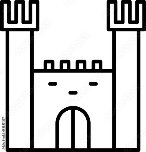 Castle Line Icon, Medieval Castle Outline Icon, Fortress Castle Minimal Icon