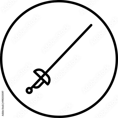 Rapier Icon, Medieval Rapier Sword, Elegant Rapier Logo