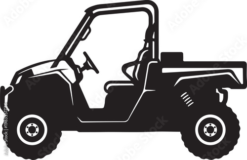 Black, side view, all-terrain vehicle, ATV, UTV, off-road, silhouette, vector