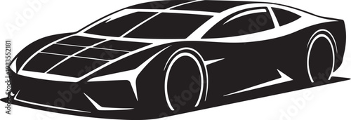 Black sports car, vector sports car, sleek vehicle, modern car design