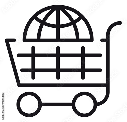 Foto Global Shopping Cart Vector Icon Illustration