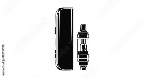 Black vaping device and cartridge shown in a striking silhouette