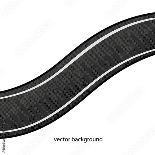 Wavy Black Carbon Fiber Ribbon Vector Background