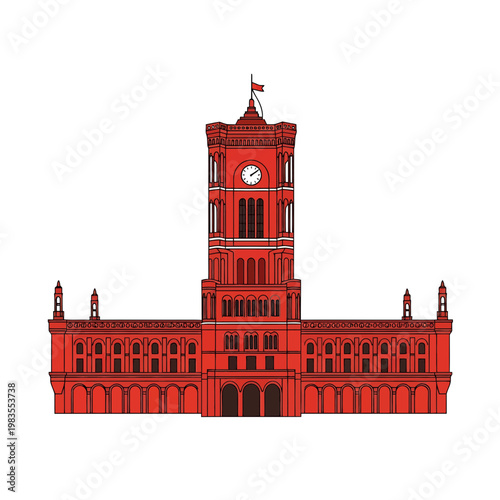 Vector Illustration of Rotes Rathaus Red City Hall Berlin